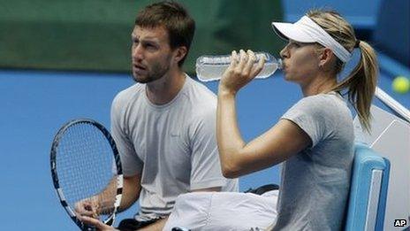 Maria Sharapova and hitting partner Dieter Kindlmann