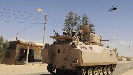 Egyptian troops in Sheikh Zuweyid, north Sinai, 2013