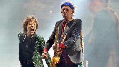 Mick Jagger and Keith Richards at Glastonbury Festival