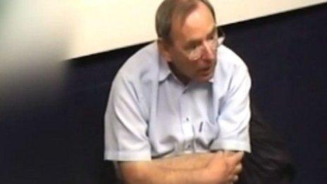 Fred Talbot being interviewed by police in 2013