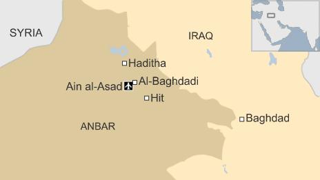 Map of Iraq showing location of al-Baghdadi