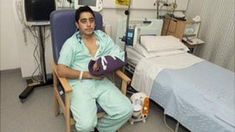 Ahmad Nawaz in hospital in Birmingham