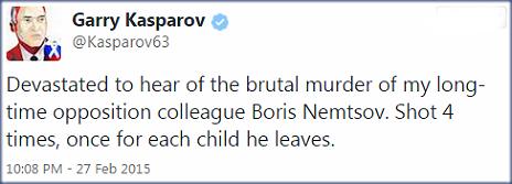 Tweet by Garry Kasparov - 27 February 2015
