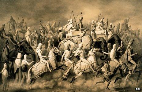 Maharaja Sher Singh of the Punjab and his entourage out hunting
