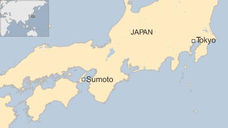 Map showing the western Japanese city of Sumoto