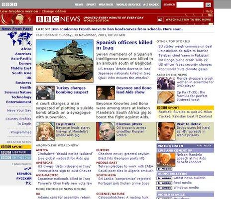 BBC News site in 2003