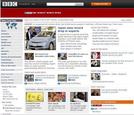 BBC News site in 2008