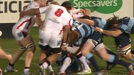 Nick Williams collides with Rhys Patchell