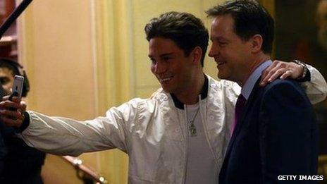 Joey Essex takes selfie with Nick Clegg