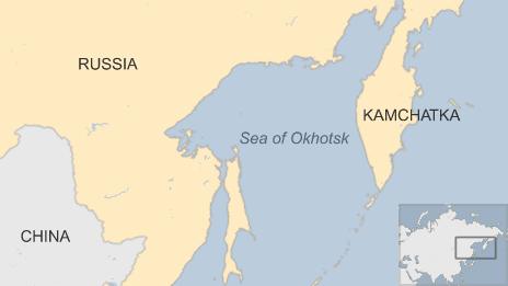 Map showing the Kamchatka peninsula in Russia