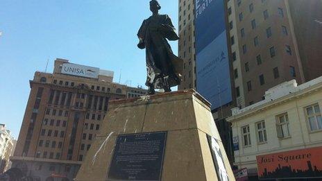 A statue of Mahatma Gandhi in central Johannesburg