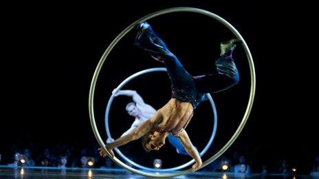 Cirque du soleil performers in wheels