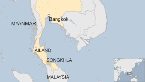 Map showing Songhkhla in Thailand