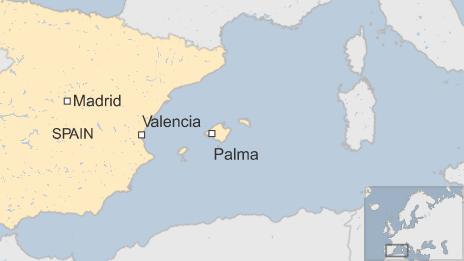 Map showing Palma in Spain