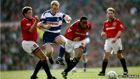 Simon Barker in action for QPR against Man Utd in 1995