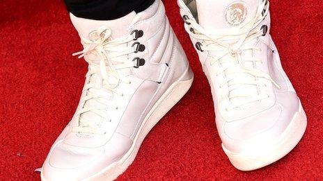 Blogger Cameron Dallas, shoe detail, attends the 2015 iHeartRadio Music Awards which broadcasted live on NBC from The Shrine Auditorium 29 March 2015