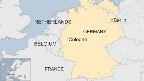 Map of Cologne in Germany