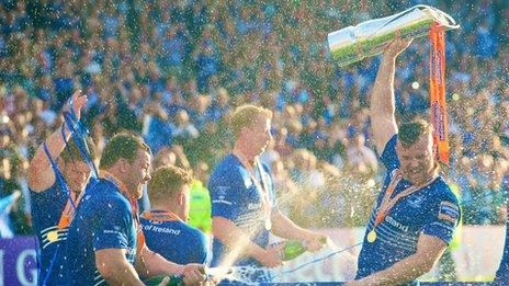 Leinster celebrate their 2014 Pro12 title