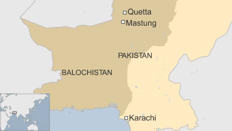 A map of Mastung, Balochistan province Pakistan