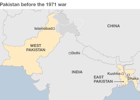 Карта Пакистана до войны 1971 года