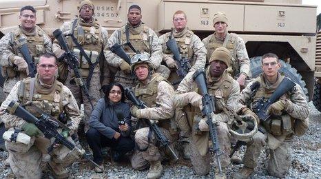 Sima Kotecha with US soldiers