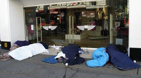 A group of people sleeping rough