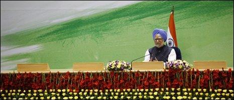Indian Prime Minister Manmohan Singh speaks at a rare news conference in New Delhi, India, Monday, May 24, 2010.