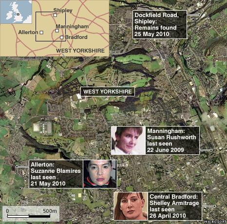 Map where women last seen