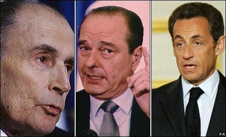 Francois Mitterand, Jacques Chirac and Nicolas Sarkozy
