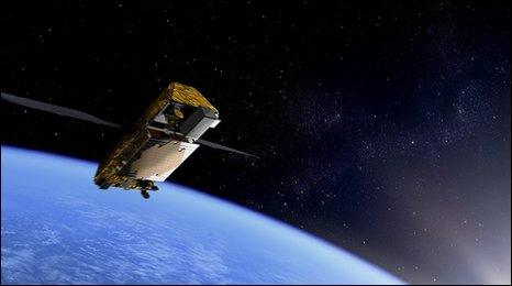 An artist's impression of an Iridium Next satellite in orbit