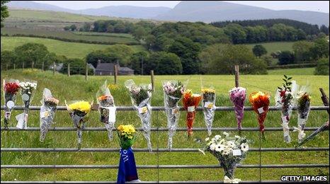 Flowers left for victim Garry Purdham, Gosforth