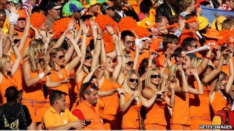 Dutch women fans at the match against Denmark in Soccer City, Johannesburg, 14 June