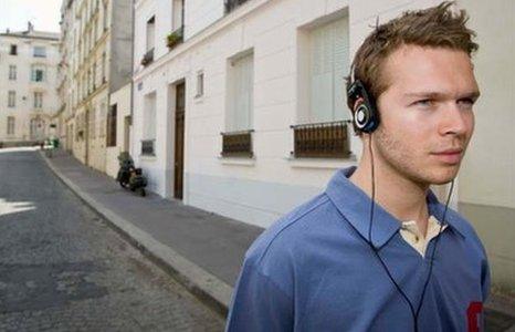 Man walking with headphones