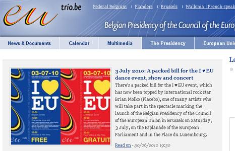 Belgian EU presidency website - screen grab