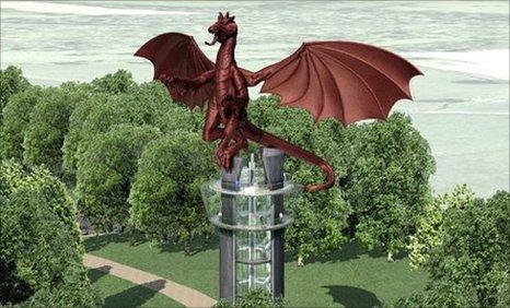 An image of how the dragon tower, near Wrexham, might look
