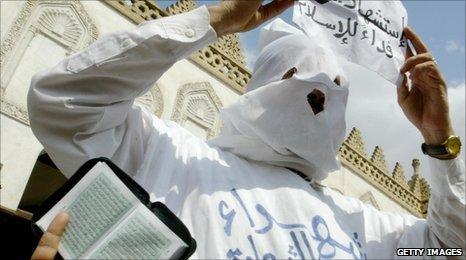 A Muslim Brotherhood demonstrator in Cairo in 2006
