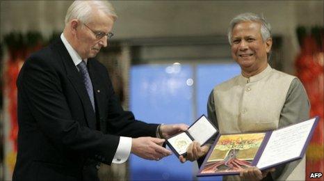 Muhammad Yunus winning the Nobel Prize for Peace in 2006