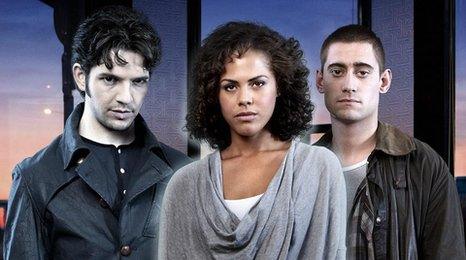 Damien Molony, Lenora Crichlow and Michael Socha from Being Human