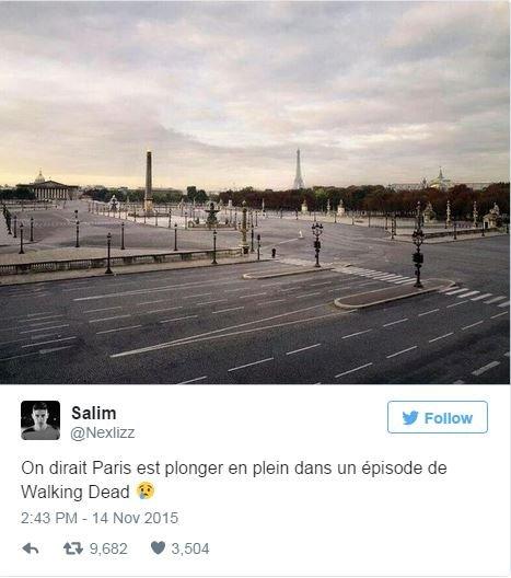 Tweet shows picture of empty streets of Paris