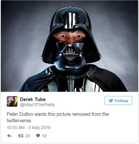Derek Tube: Peter Dutton wants this picture removed from the twitterverse