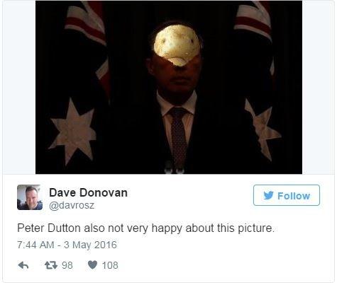 Dave Donovan tweets: "Peter Dutton also not very happy about this picture."