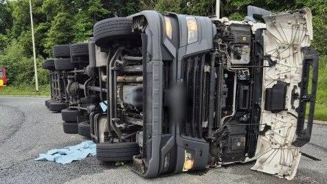 Overturned lorry