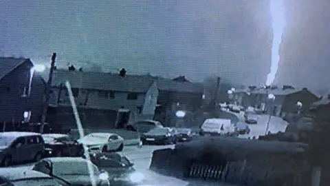 David Weekes Lightning strike caught on CCTV