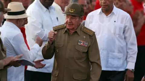 Raul Castro greeting crowds in 2017
