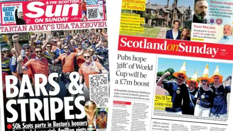 Newspaper front pages from June 14