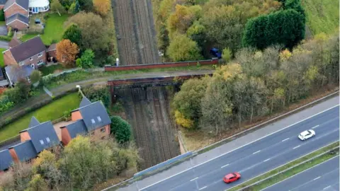 Network Rail Aerial view of Chew Bridge in Westhoughton