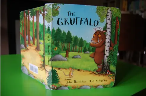 The children's book The Gruffalo opened and sitting on a table