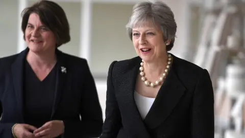 Reuters DUP leader Arlene Foster and Theresa May
