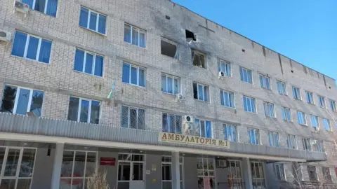 LUHANSK REGIONAL ADMINISTRATION Hospital damaged by shelling