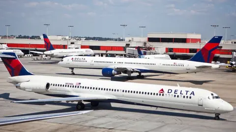 Getty Images Delta Airlines planes at Hartsfield-Jackson Atlanta International Airport in Atlanta, September 15, 2010